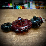 6" Black/Red "Donut" W Marbles, Millies, & Knobs