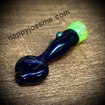 Slime Green/Dark Blue Flat Mouthpiece Glass Chillum