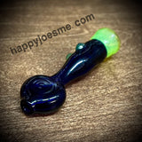 Slime Green/Dark Blue Flat Mouthpiece Glass Chillum