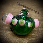4" Green Handpipe W/ Pink Spots & Reduction Marble