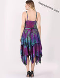 Women's Casual Tie Dye Spaghetti Strap Pixie Fit & Flare Dress