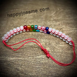 3"-6" Double Rainbow Glass Bead Bracelet