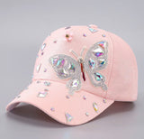 Snap Back Baseball Hat with Bedazzled Butterfly on Front