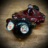 6" Black/Red "Donut" W Marbles, Millies, & Knobs