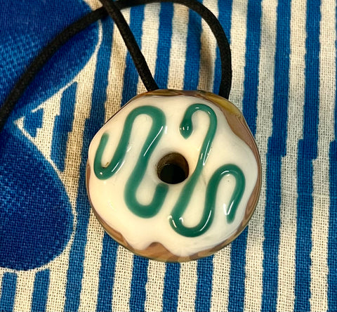 KGB & David Beakner White W/Blue Honeycomb Donut Pendant