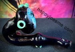 Black Sherlock w/ Color Bowl & 3 Green Beads & Opal