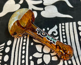 4” Rock Glass Solid Color W/Spotted Head Handpipe