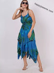 Women's Casual Tie Dye Spaghetti Strap Pixie Fit & Flare Dress