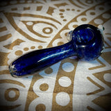 4” Frit Blue W/UV Critter Handpipe