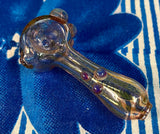 Silver Fume Sparkly Green Raked W/7 Bumps Handpipe