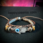 Faux Leather Layered Evil Eye Bracelet