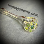 Long Clear Handpipe W/Slime Green Bumps
