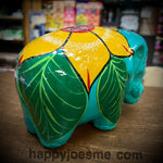 7.5"x5" Turquoise/Multi-Colored Elephant-Talavera Pottery from Mexico