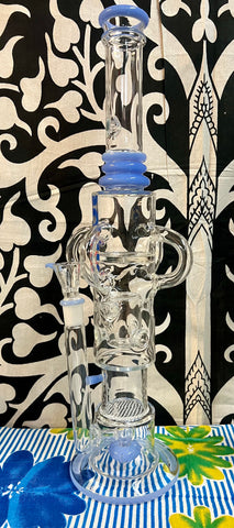 20” Rock Glass Dual Perc Recycler Waterpipe