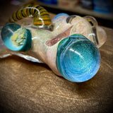 6" Frit Fumed Handpipe w/ Horn & Multiple Marbles by Zach U-Shüd