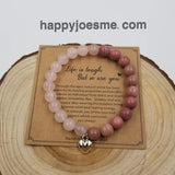 Natural Rose Quartz Stone Heart Bracelet