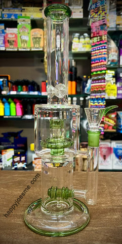 12” Dual Perc Straight Neck Waterpipe