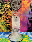 15” Dual Perc Frosted/Etched Clock/Gears Bent Neck Waterpipe