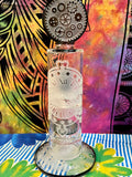 15” Dual Perc Frosted/Etched Clock/Gears Bent Neck Waterpipe