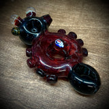 6" Black/Red "Donut" W Marbles, Millies, & Knobs
