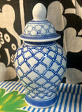 Vintage Chinese Blue And White Ginger Jar 6"