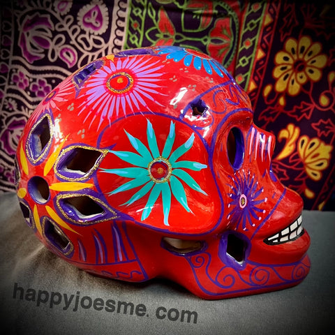 Red With Multicolor Flowers/Dove Sugar Skull