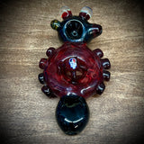 6" Black/Red "Donut" W Marbles, Millies, & Knobs
