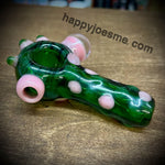4" Green Handpipe W/ Pink Spots & Reduction Marble