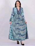 Floral V Neck - Maxi Dress - Bell Sleeves