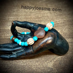 3" Stone/Wood Bead Bracelet w/Glass Heart Bead