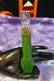 4" Sparkly Green Flat End Chillum