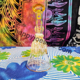 7" Rock Glass Bent Neck Waterpipe White & Yellow