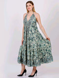 Floral Halter Backless Tie Dress Flared Bottom