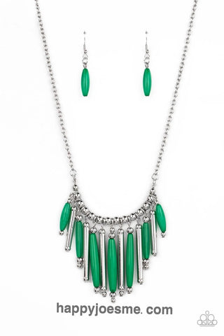 Paparazzi bohemian breeze green necklace