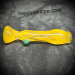 Clear/Yellow W/Green Bump Glass Chillum