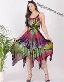 Women's Casual Tie Dye Spaghetti Strap Pixie Fit & Flare Dress