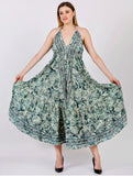 Floral Halter Backless Tie Dress Flared Bottom