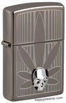 Zippo-Cannabis Crystal Skull Emblem Black Ice Lighter