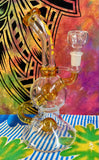 9” Bent Neck Single Perc Recycler Yellow Waterpipe