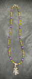 Multicolor Beaded Dancing Bear Necklace