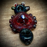 6" Black/Red "Donut" W Marbles, Millies, & Knobs