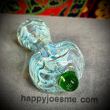 Blue Raked W/Green Dot Handpipe