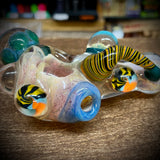 6" Frit Fumed Handpipe w/ Horn & Multiple Marbles by Zach U-Shüd