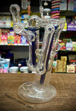 Double Chamber Blue/Clear American Bubbler