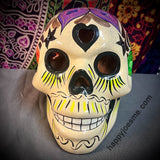 Cream With Three Colored Flowers Sugar Skull