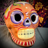Tan Orange Multicolor Sparkly Flowers Sugar Skull
