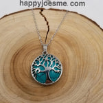 Round Natural Stone Life Tree Necklace