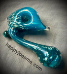 Teal W/Color Drops Teardrop Handpipe