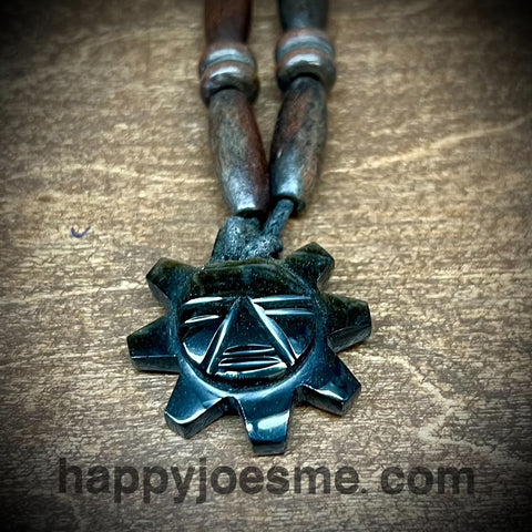 Sun Face Stone Carved Adjustable Necklace