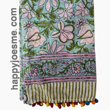 Indian Hand Block Print Scarf Multicolor
